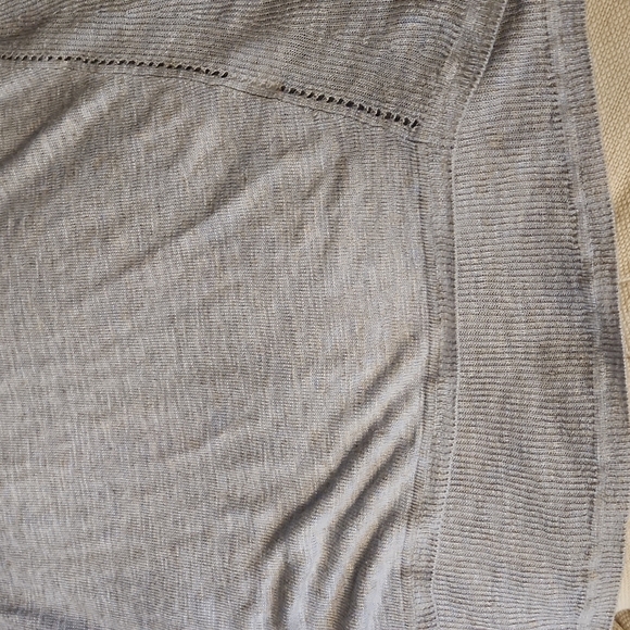 𝅺vince Gold Speckled Long Sleeve Semi Sheer Knit Ribbed Sweater - Picture 9 of 10